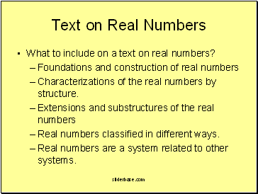 Text on Real Numbers