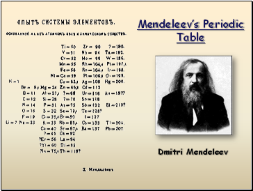 Mendeleevs Periodic Table