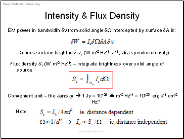 Intensity & Flux Density
