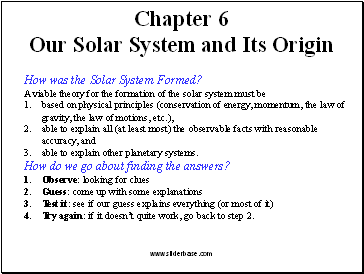 Our Solar System and Its Origin