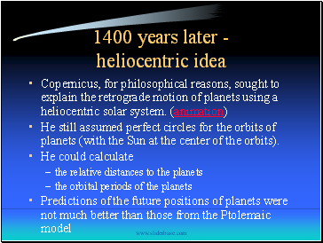 1400 years later - heliocentric idea