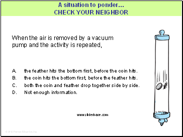 When the air is removed by a vacuum pump and the activity is repeated,