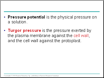 Pressure potential is the physical pressure on a solution.