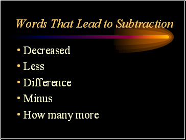 Words That Lead to Subtraction