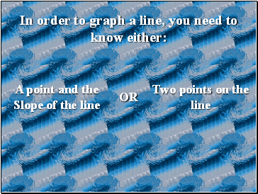 In order to graph a line, you need to know either:
