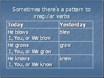 Sometimes theres a pattern to irregular verbs