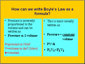 How can we write Boyles Law as a formula?