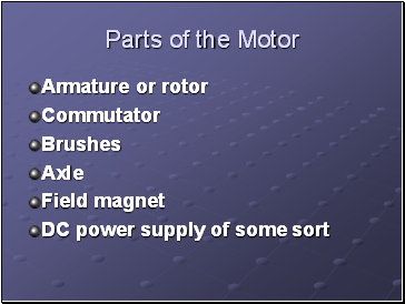 Parts of the Motor
