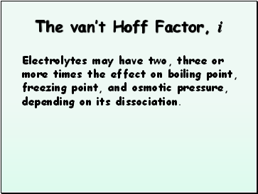 The vant Hoff Factor, i