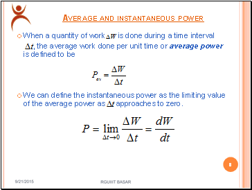 Average and instantaneous power