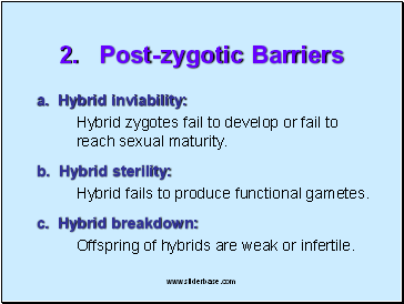 2. Post-zygotic Barriers